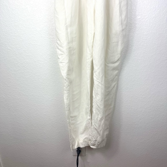 FREE PEOPLE Eyelet Jumpsuit Size S Ivory linen waist tie size S - Picture 6 of 10